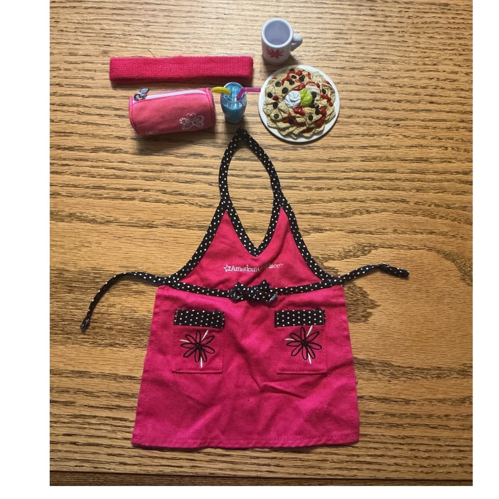 American Girl Place Pink Polka Dot Apron & Snack Accessory Set for 18 Inch Doll
